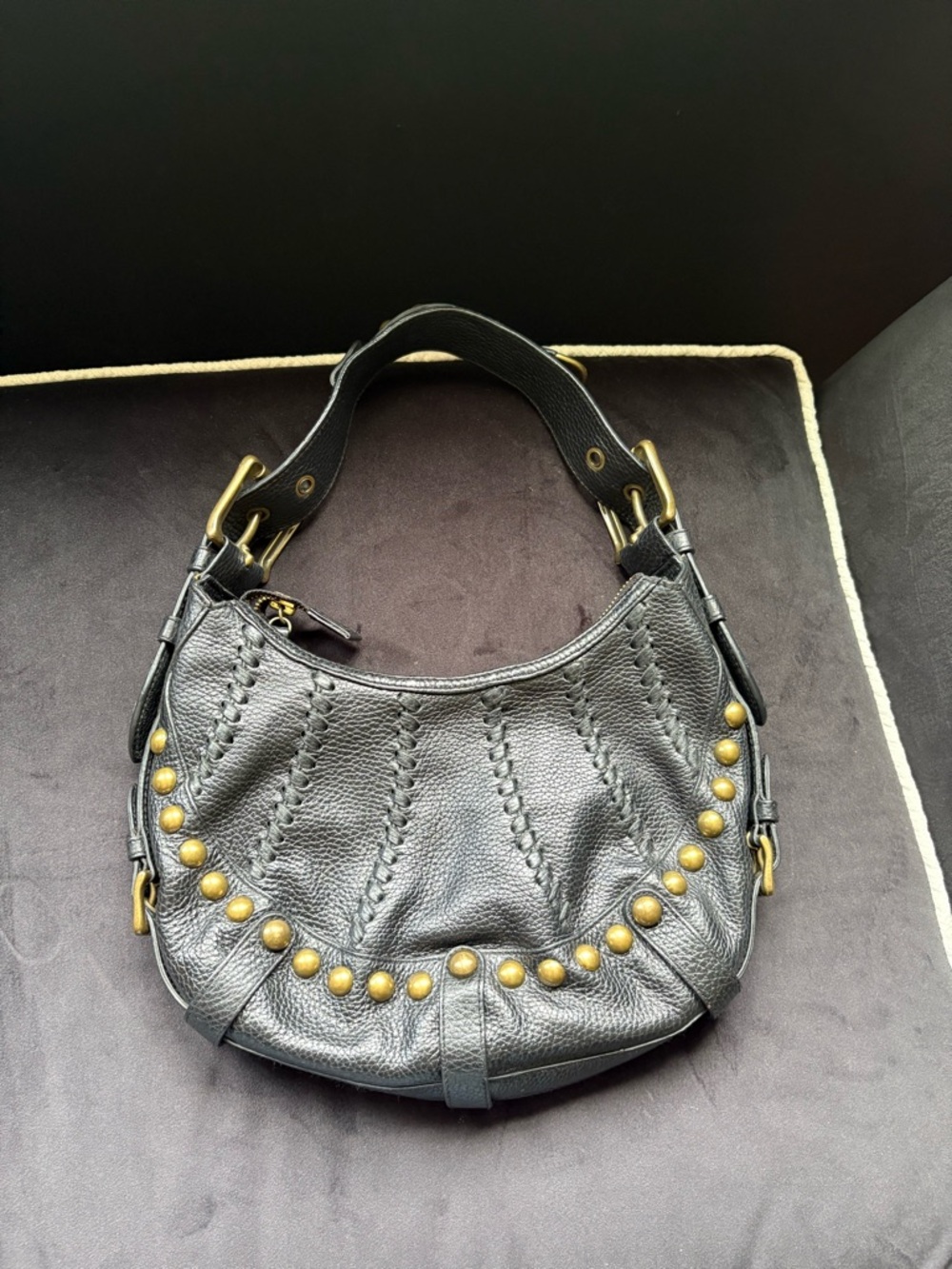 Isabella Fiore black leather hobo bag